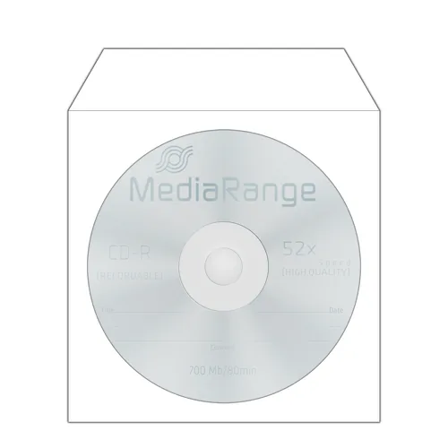 MediaRange CD-Tasche Papier - Produkttyp: CD-Tasche - Medientyp: DVD - CD - Nutzinhalt Gesamt: 1 Stück - Ausstattung: Sichtfenster - Verpackungseinheit: 50 Stück