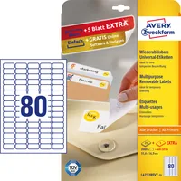 AVERY ZWECKFORM Universal-Etikett. 35.6x16.9mm L4732REV-25 weiss 2400 Stk./25 + 5 Blatt