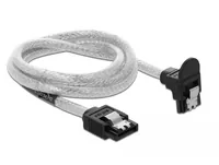 Delock SATA3-Kabel 85347 70 cm - Datenanschluss Seite A: SATA mit Metallclip - Datenanschluss Seite B: SATA mit Metallclip - Detailfarbe: Transparent - Schwarz - Anzahl Ausgänge: 1 × - Winkelstecker: Einseitig gewinkelt - Kabellänge: 70 cm