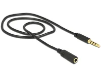 Delock Klinkenverlängerungskabel 3,5 mm 4 Pin Stecker zu Buchse 0,5 m schwarz