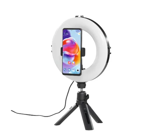 Hama Ringlicht SpotLight Smart 80 II - Farbtemperatur Kelvin: 5500 K - 2100 K - 3000 K - Lichtfarbe: Tageslichtweiss (Kaltweiss) - Neutralweiss - Warmweiss - Leuchtenfarbe: Schwarz