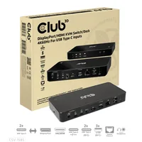 Club 3D Dockingstation CSV-1585 DisplayPort/HDMI KVM - Ladefunktion: Ja - Dockinganschluss: USB-C - Kompatible Hersteller: Universal - Vesa-Bohrung vorhanden: Nein