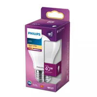 Philips Lampe LEDcla 40W E27 A60 WW FR ND Warmweiss (WW) - Energieeffizienzklasse EnEV 2020: F - Lampensockel: E27 - Farbtemperatur Kelvin: 2700 K - Gesamtleistung: 4.5 W - Dimmbar: nicht dimmbar - Zusätzliche Ausstattung: EyeComfort