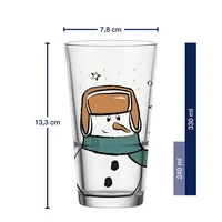LEONARDO Trinkglas Schneemann 6 x 330 ml, Transparent - Materialtyp: Glas - Material: Kalk-Natron-Glas - Polyethylen (PE) - Produkttyp: Tasse - Detailfarbe: Mehrfarbig