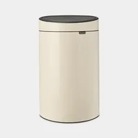 Brabantia Abfalleimer Touch Bin New 40 l, Soft Beige - Anzahl Behälter: 1 - Detailfarbe: Hellbeige - Fassungsvermögen: 40 l - Form: Rund - Material: Edelstahl