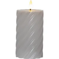 Star Trading LED-Kerze Pillar Flamme Swirl, Ø 7.5 x 15 cm, Grau - Betriebsart: Batteriebetrieb - Fernbedienung: Nein - Aussenanwendung: Nein - Höhe: 15 cm - Timerfunktion: Ja - Set: Nein