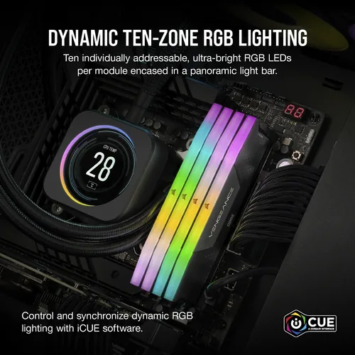 DIMM 16 GB DDR5-5200 (2x 8 GB) Dual-Kit (schwarz, CMH16GX5M2B5200C40, Vengeance RGB, INTEL XMP)