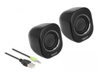 Delock PC-Lautsprecher Mini Stereo 3.5 mm Klinke, USB-Strom Schwarz - Audiokanäle: 2.0 - Detailfarbe: Schwarz - Schnittstellen: 3.5 mm Klinke - USB Typ A - Ausstattung: Lautstärkeregler