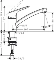 hansgrohe Küchenarmatur Logis M31 120 Chrom - Montage: Keine - Produktfamilie: Keine - Ausziehbare Brause: Nein - Ausführung: Einhebelmischer - Anschlussmass: 3/8 - Anschlussart: 3/8