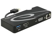 Delock Dockingstation USB3.0 HDMI/VGA/USB3/LAN - Ladefunktion: Nein - Dockinganschluss: USB - Kompatible Hersteller: Universal - Vesa-Bohrung vorhanden: Nein