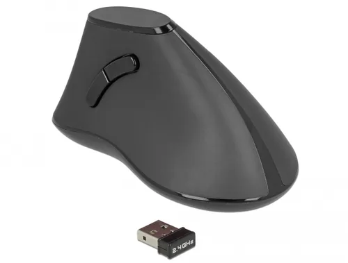 Delock Ergonomische vertikal optische 5-Tasten Maus 2,4 GHz kabellos - Lautlos