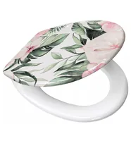 Kleine Wolke Toilettensitz Garden mit Absenkautomatik, Mehrfarbig - Breite: 37 cm - Länge: 45 cm - Detailfarbe: Grün - Hellrosa