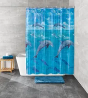 Kleine Wolke Duschvorhang Dolphin 180 x 200 cm, Blau - Produkttyp: Duschvorhang - Detailfarbe: Blau - Breite: 180 cm - Höhe: 200 cm - Detailmaterial: Poly-Ethylen-Vinylacetat (PEVA) - Grundmaterial: Kunststoff