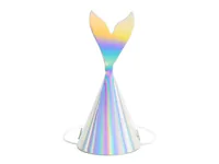 Partydeco Partyhüte Meerjungfrau irisierend, 18 x 8 cm, 6 Stück - Packungsgrösse: 6 Stück - Produkttyp: Partyhüte - Material: Papier - Detailfarbe: Silber - Motto: Meerjungfrau