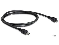 Delock USB 2.0-Kabel  Micro-USB B - Mini-USB B 1 m - Kabeltyp: Anschlusskabel - Detailfarbe: Schwarz - USB Standard: 2.0 (480 Mbps) - Länge: 1 m - USB Anschluss 2 (Endgerät): Mini-USB B - Geschlecht Anschluss 2 (Endgerät): Male (Stecker)