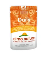 Almo Nature Nassfutter Daily Cat mit Huhn und Lachs 70 g - Tierbedürfnis: Kein besonderes Bedürfnis - Geschmacksrichtung: Fisch - Geflügel - Zertifikate: Keine Zertifizierung - Fleischsorte: Huhn - Lachs - Packungsgrösse: 70 g - Futtereigenschaft: Ohne kü
