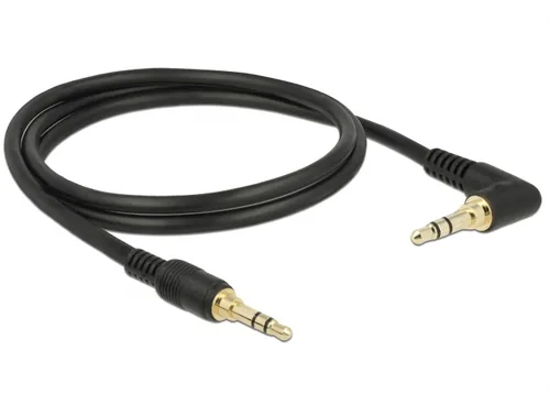 Delock Klinkenkabel 3,5 mm 3 Pin Stecker > Stecker gewinkelt 1 m schwarz