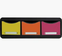 Exacompta Schubladenbox Toolbox Maxi 3 Schubladen, Mehrfarbig - Anzahl Schubladen: 3 - Verpackungseinheit: 1 Stück - Material: Polystyrol (PS) - Detailfarbe: Gelb - Magenta - Orange - Schwarz