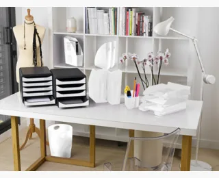 Exacompta Papierkorb Ecobin 15 l, Weiss - Fassungsvermögen: 15 l - Höhe: 33.5 cm - Anzahl Behälter: 1 - Material: Polypropylen (PP) - Detailfarbe: Weiss - Form: Rund