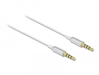 Delock Klinkenkabel 3,5 mm 4 Pin Stecker zu Stecker Ultra Slim 0,5 m weiß