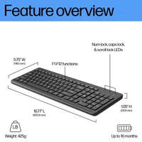 HP 225 Wireless Keyboard Tastatur Universal RF Wireless Schwarz