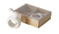 Boltze Serviettenhalter Hase Mercy, 2-teilig, Keramik - Material: Keramik - Verpackungseinheit: 2 Stück - Detailfarbe: Weiss - Produkttyp: Deko-Set