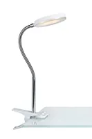 Markslöjd Schreibtischleuchte Flex Clip, 3000K, 5W, Weiss/Chrom - Betriebsart: Netzbetrieb - Lampensockel: LED fest verbaut - Farbtemperatur Kelvin: 3000 K - Gesamtleistung: 5 W - Farbwiedergabeindex CRI: 0 - Dimmbar: nicht dimmbar