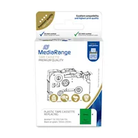 MediaRange Plastic tape cassette, for label printers using Brother TZ-731/TZe-731, permanent adhesive, 12mm, 8m, laminated, black on green