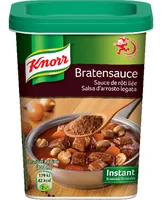Knorr Bratensauce Instant- Granulat für Fleisch 230 g - Produkttyp: Bratensaucen - Nährwertangabe pro: 100 g - Energiegehalt (in kj): 179 KJ - Energiegehalt (in kcal): 42 Kcal - Fett: 1.5 g - Davon gesättigte Fettsäuren: 0.9 g