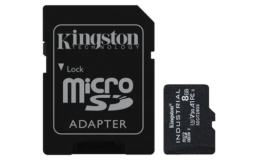 KINGSTON 8GB -  microSDHC -  Industrial -  C10 -  A1 -  pSLC -  Card + SD Adapter