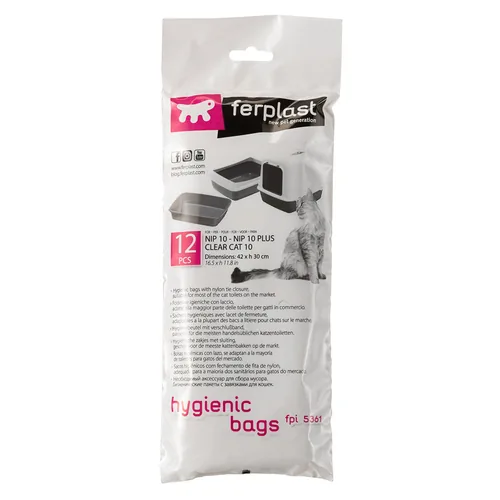 ferplast Katzentoilettenbeutel FPI 5361, 12 Stück - Breite: 30 cm - Tiefe: 42 cm - Produkttyp: Zubehör - Tierart: Katze