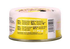 Lucky Lou Extra Food Thunfisch-&Hühnerfilet in Gelée, 70 g - Tierbedürfnis: Kein besonderes Bedürfnis - Geschmacksrichtung: Fisch - Geflügel - Zertifikate: Keine Zertifizierung - Fleischsorte: Thunfisch - Huhn - Packungsgrösse: 70 g - Futtereigenschaft: G