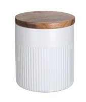 Wenko Vorratsdose Refia 0.6 l, Braun/Weiss - Produkttyp: Vorratsdose - Materialtyp: Keramik - Material: Holz - Keramik - Detailfarbe: Weiss - Braun - Set: Nein - Verpackungseinheit: 1 Stück
