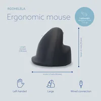 R-Go Tools Ergonomic mouse R-Go HE Break with break software, large (hand size ≥ 185 mm), left-handed, Wired, black