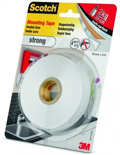 3M Innenmontageband 19 mm x 5 m, Weiss - Breite: 19 mm - Länge: 5 m - Verpackungseinheit: 1 Stück - Detailfarbe: Weiss - Klebehaftung: Stark - Art: Montageband