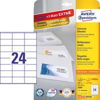 AVERY ZWECKFORM Universal-Etiketten 70x36mm 3490 weiss 720 Stk./25 + 5 Blatt