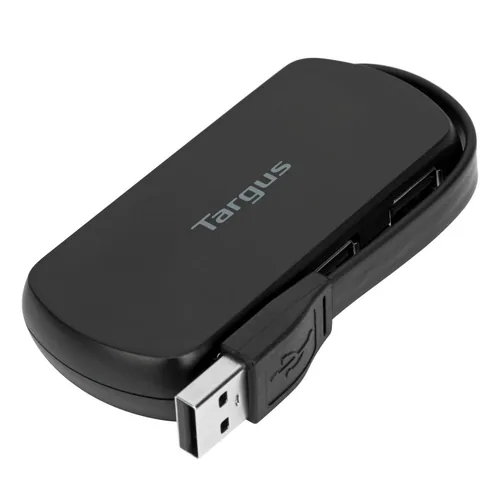 Targus USB-Hub ACH114EU - Stromversorgung: USB - Anzahl Ports: 4 - Detailfarbe: Schwarz - USB Standard: 2.0 (480 Mbps) - USB Anschluss 2 (Endgerät): USB-A - USB Anschluss 1 (Quelle): USB-A