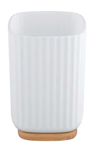 Wenko Zahnputzbecher Rotello Weiss - Detailfarbe: Weiss - Detailmaterial: Bambus - Kunststoff - Grundmaterial: Kunststoff - Bambus