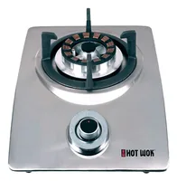 Hot Wok Double 2x10 kW mit Flachbrennern, ohne Set Freestanding Liquefied Petroleum Gas (LPG) Silver