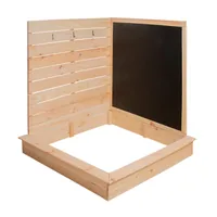 Esschert Design Eck-Sandkasten mit Tafel Holz 115.5 cm - Tiefe: 115.5 cm - Breite: 115.5 cm - Material: Kiefernholz - MDF - Höhe: 114.7 cm