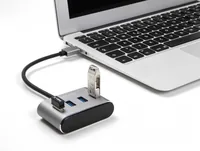 Delock USB-Hub 4 x USB 3.0 Typ-A - Stromversorgung: USB - Anzahl Ports: 4 - Detailfarbe: Grau - USB Standard: 3.1 Gen 2 (10 Gbps) - USB Anschluss 2 (Endgerät): USB A - USB Anschluss 1 (Quelle): USB A