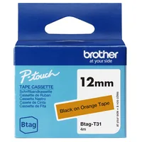 Schriftband Brother 12mmx4m schwarzorange BTAG-T31
