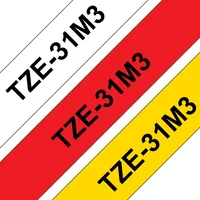 BROTHER TZE31M3 Ribbon 12mmx8m 3er Pack TZ231 white black TZ431 red black TZ631 yellow black laminated