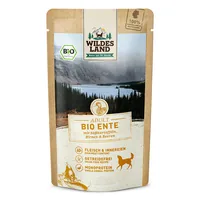 Wildes Land Nassfutter Ente mit Süsskartoffeln, Birnen & Beeren 125 g - Tierbedürfnis: Kein besonderes Bedürfnis - Nachhaltigkeit: EU BIO - Lebensphase: Adult - Produkttyp: Alleinfutter - Packungsgrösse: 125 g - Fleischsorte: Ente