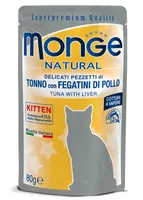 Monge Nassfutter Natural Kitten, Thunfisch & Leber, 80 g - Tierbedürfnis: Wachstum & Trächtigkeit - Geschmacksrichtung: Fisch - Zertifikate: Keine Zertifizierung - Fleischsorte: Thunfisch - Huhn - Futtereigenschaft: Ohne künstliche Zusätze - Ohne Zuckerzu