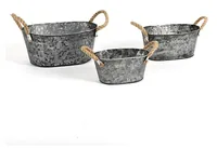 CHALET Blumentopf Elis 27 x 18 x 12 cm, Silber - Einsatzort: Innen und Aussen - Ausstattung: Keine - Form: Oval - Detailfarbe: Silber - Volumen: 7.2 l - Material: Metall - Zink