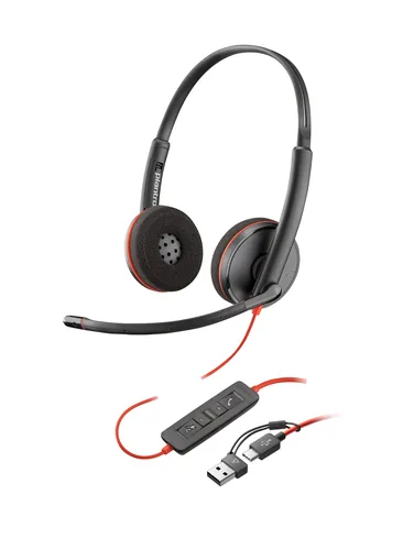 HP Poly Blackwire 3220 Stereo USB-C Black Headset +USB-C/A Adapter (Bulk)