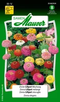 Samen Mauser Saatgut Zinnie Liliput Mischung - Bio: Nein - Blütenfarbe: Mehrfarbig - Blütezeit: Juli - Oktober - Juni - August - September - Sonneneinstrahlung: Sonnig - Aussaatzeit: April - März - Mai - Saattyp: Saatgut