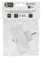 Entac Steckdosenadapter 2x Euro 1x Schukon Schalter weiß