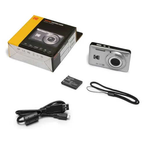 Kodak Fotokamera PixPro FZ55 – Silber - Bildsensortyp: CMOS - Bildsensor Auflösung: 16 Megapixel - Widerstandsfähigkeit: Keine Angabe - Speicherkartentyp: SD - SDHC UHS-II - SDXC UHS-II - Bauform Kamera: Kompakt - GPS: Nein